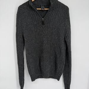 Jo. A Banks Sweater Men’s Medium Wool Fisherman Cable Knit Heritage Gray Winter